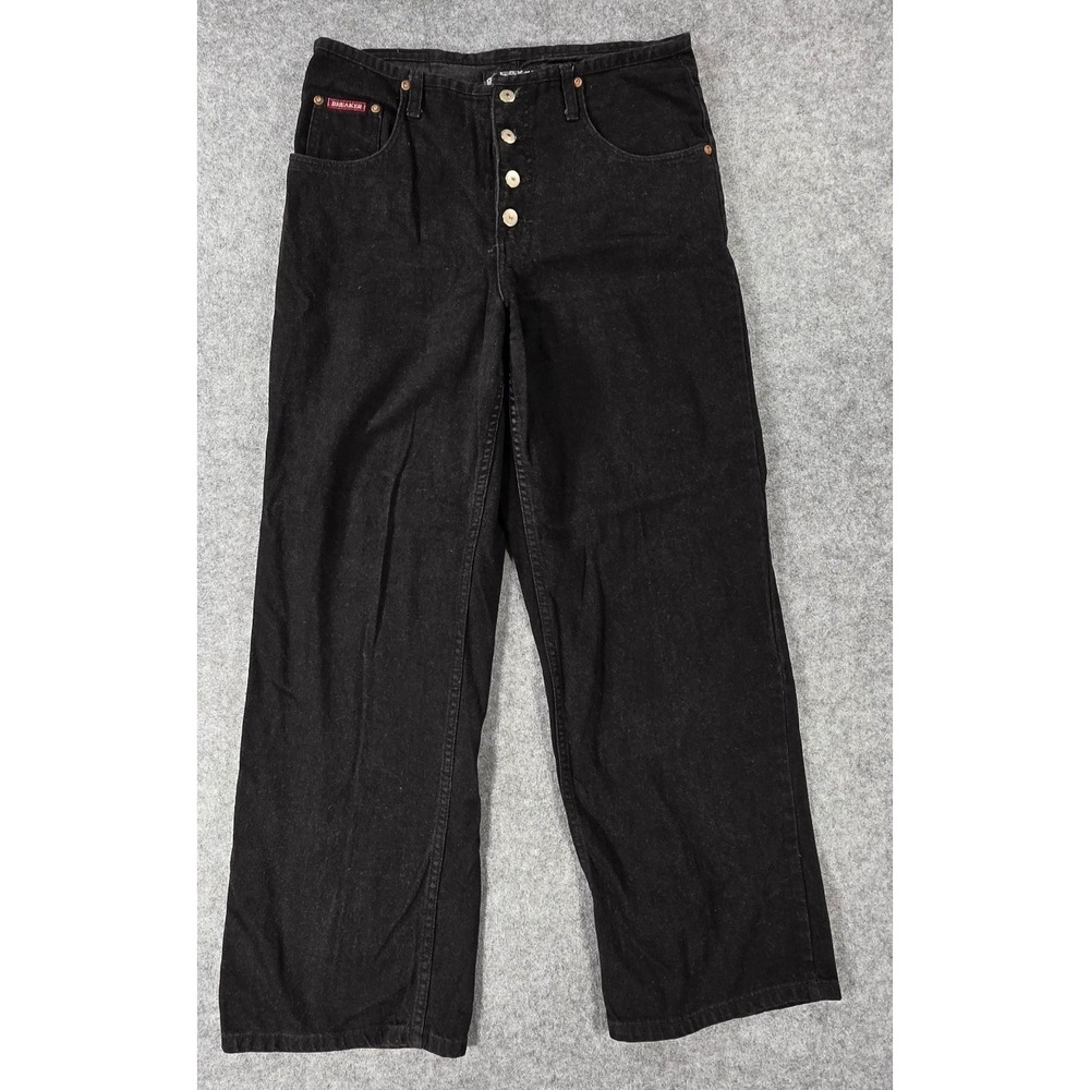 Vintage Breaker Jeans Black Denim Jeans Button Fly Waist Size 11/12 Wide Leg